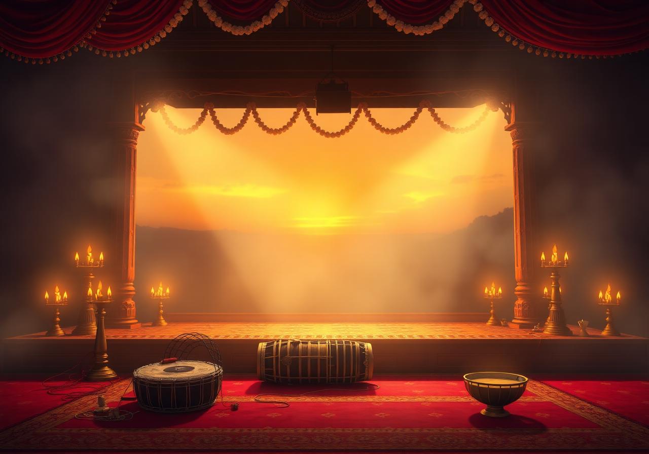 Sabha stage at dusk